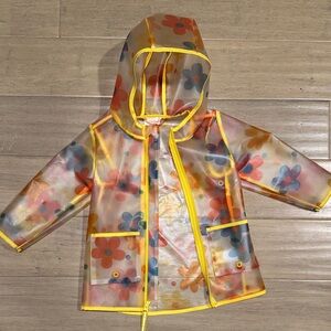 Cat & Jack Toddler Girls Transparent Raincoat with Floral Accents